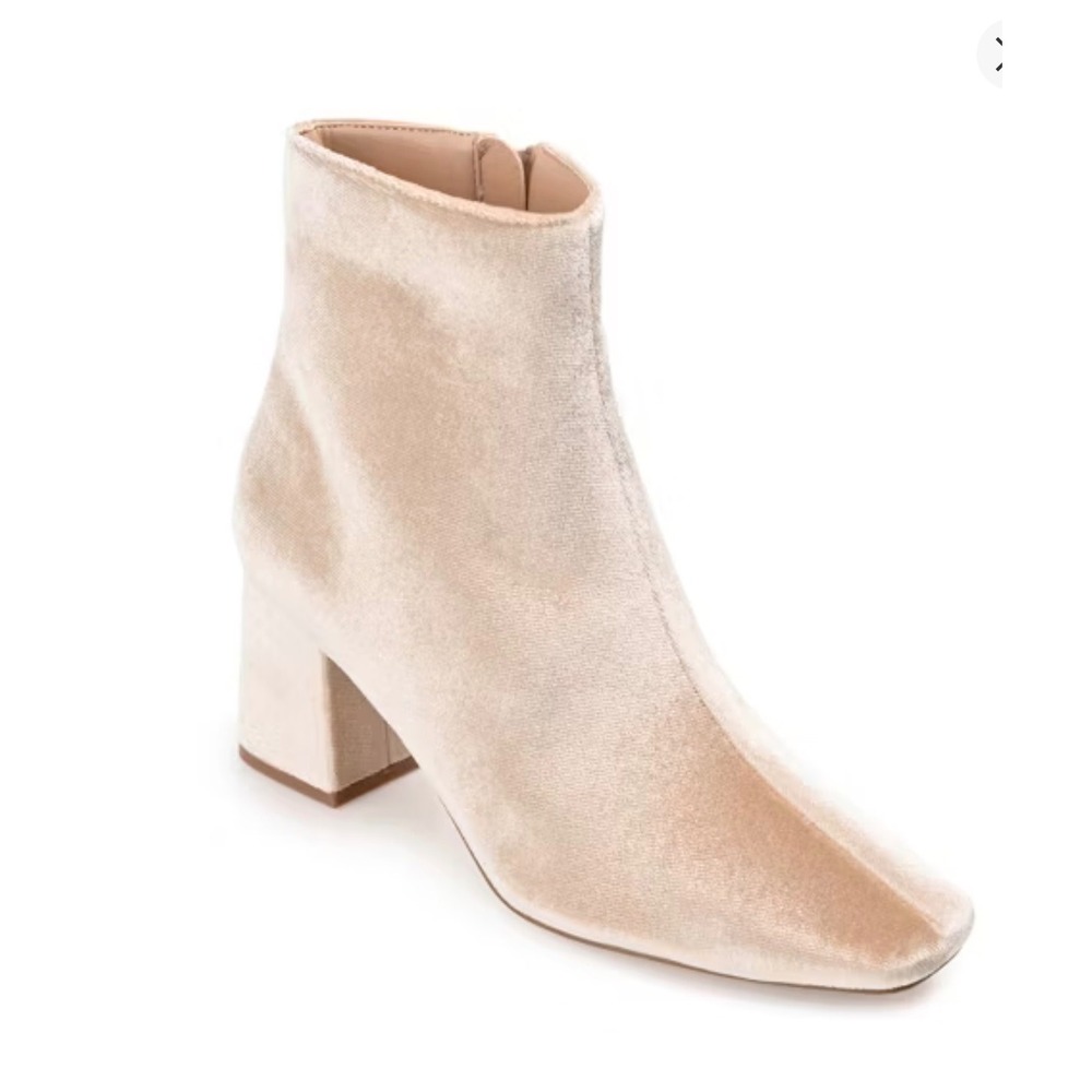 Journee‎ Collection Hazara Velvet Square Toe Ankle Boots Tan Size 10
